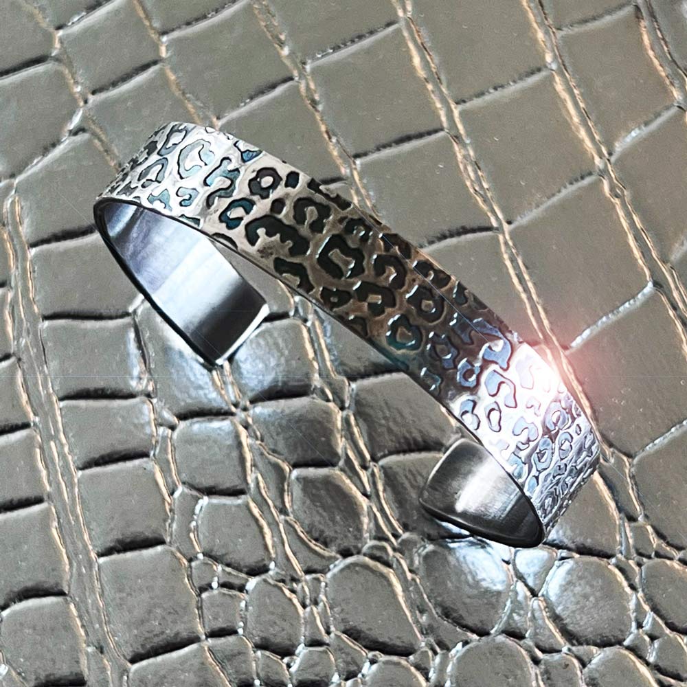 Silver Leopard Skin Bangle image 1